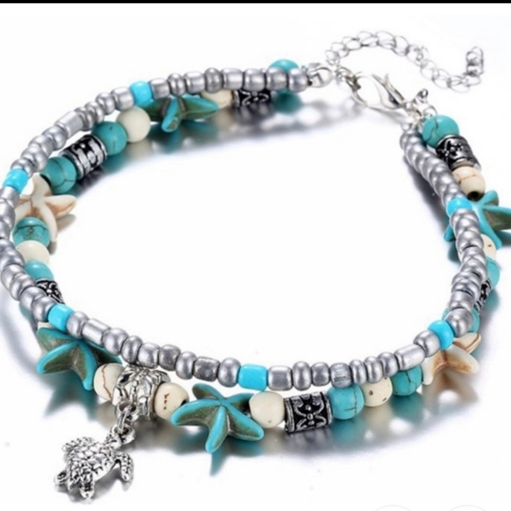 Beaded beach ankle bracelet